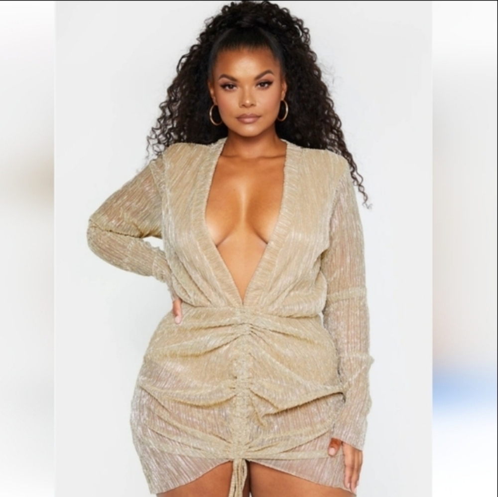 PrettyLittleThing Gold Dress